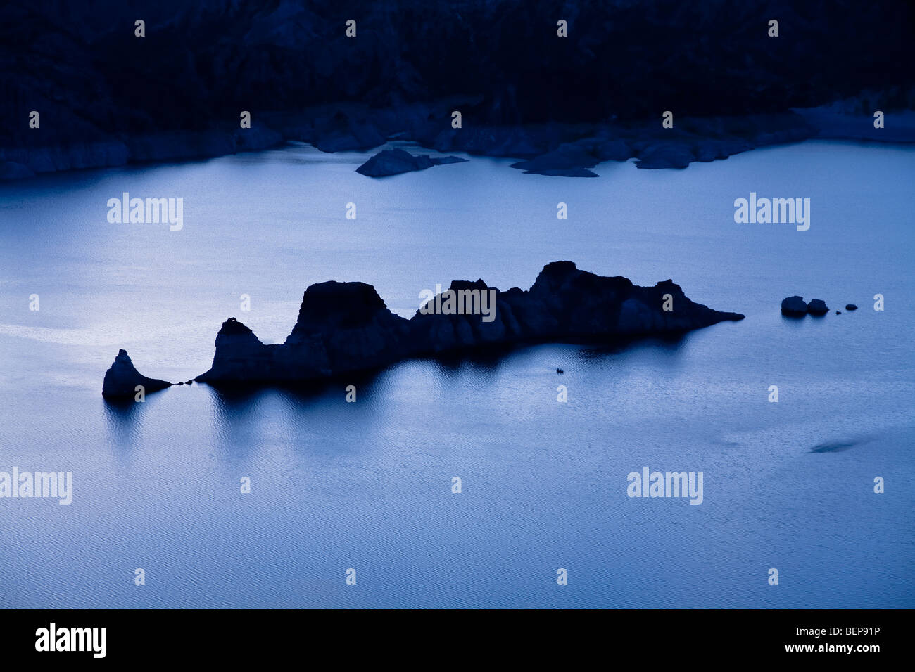 Valle Grande lago, bacino idrografico, Submarino formazione di roccia, Atuel Canyon, San Rafael, provincia di Mendoza, Argentina Foto Stock