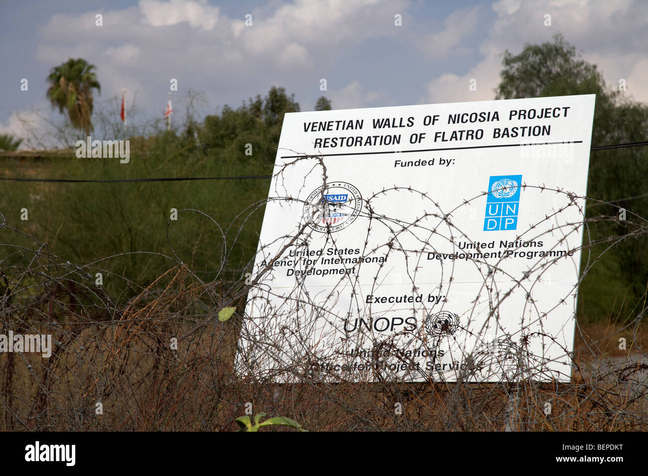 Mura venete progetto di restauro dell'ONU zona di buffer nel verde della linea che divide il nord e il sud di Cipro a Nicosia lefkosia Foto Stock
