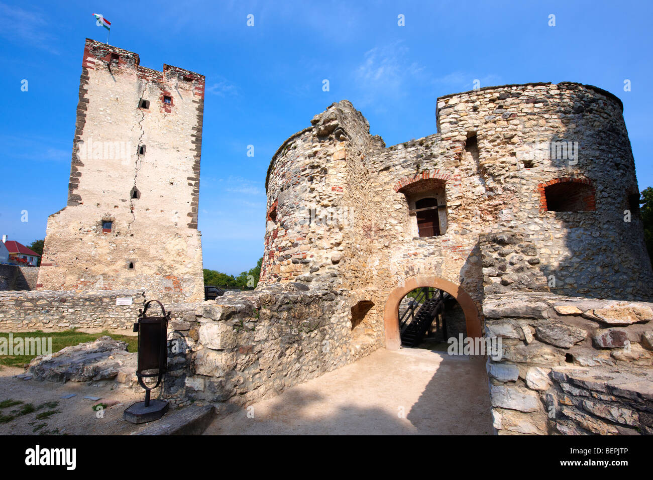 Kinizsi castello, Nagyvdzsony Var, Balaton Ungheria Foto Stock