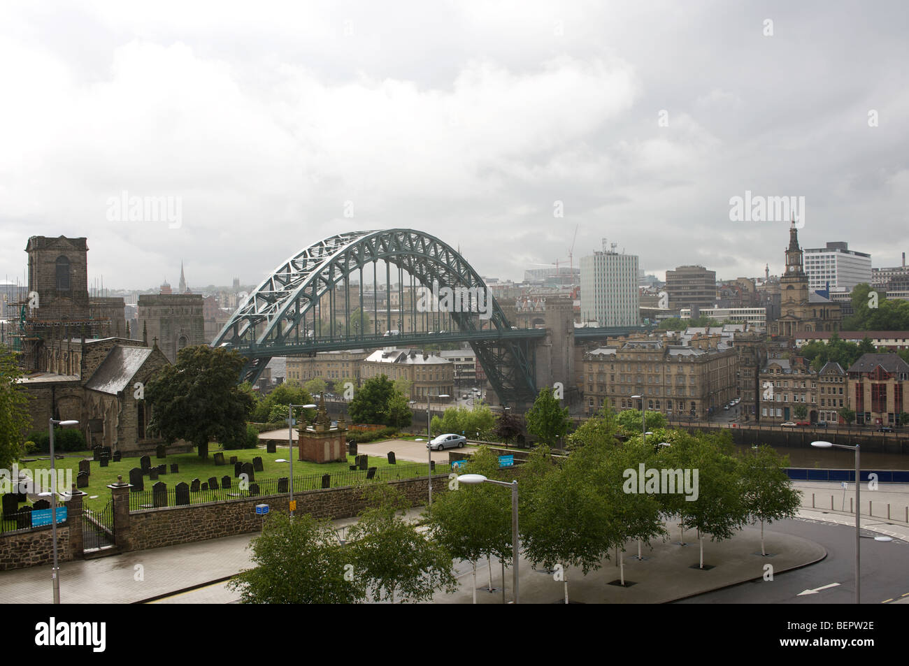 Tyne Bridge e dello skyline della città, Newcastle upon Tyne, Regno Unito. Foto Stock