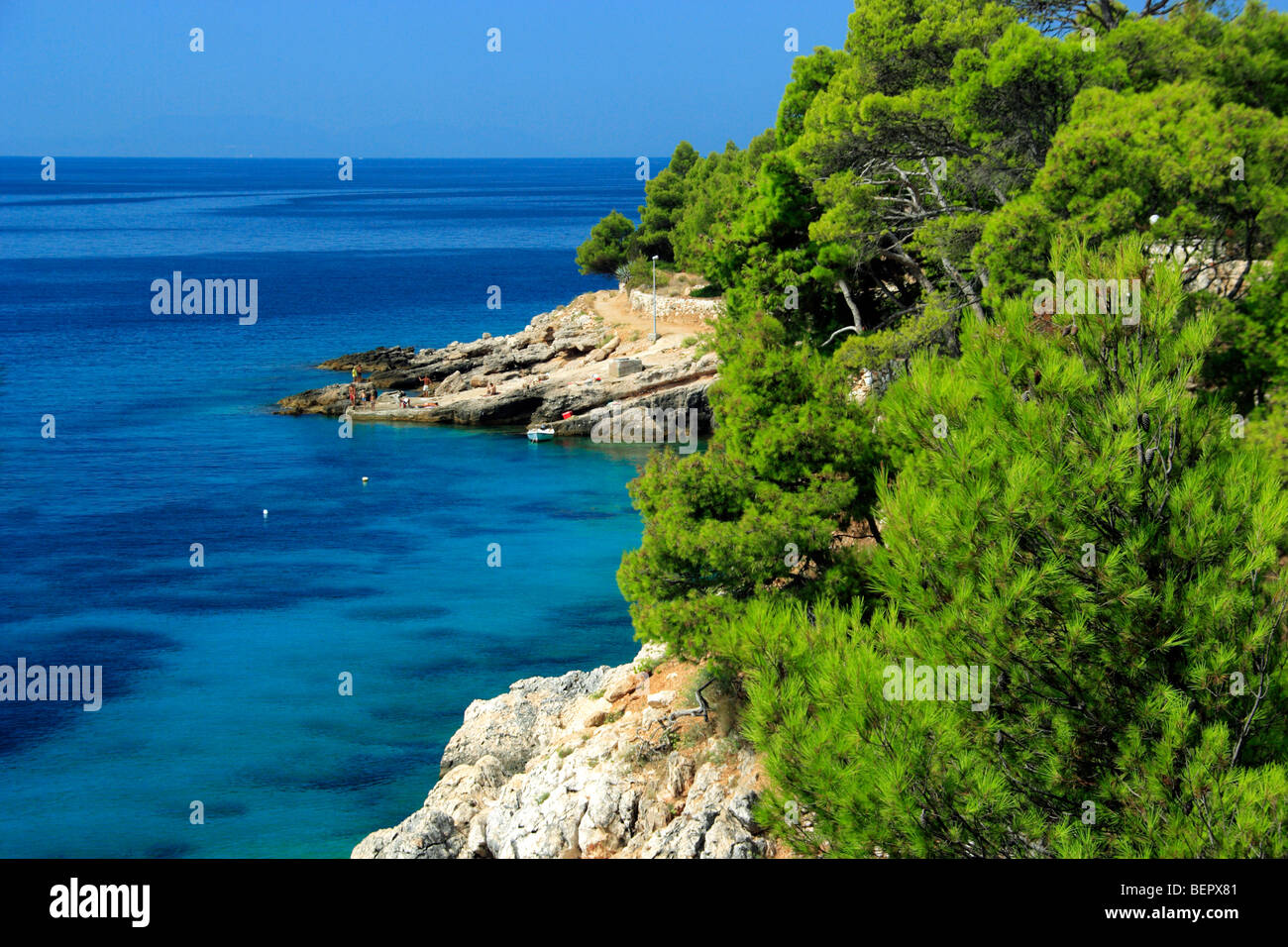 Mare Adriatico in Jagodna villaggio sull'isola di Hvar, Croazia Foto Stock