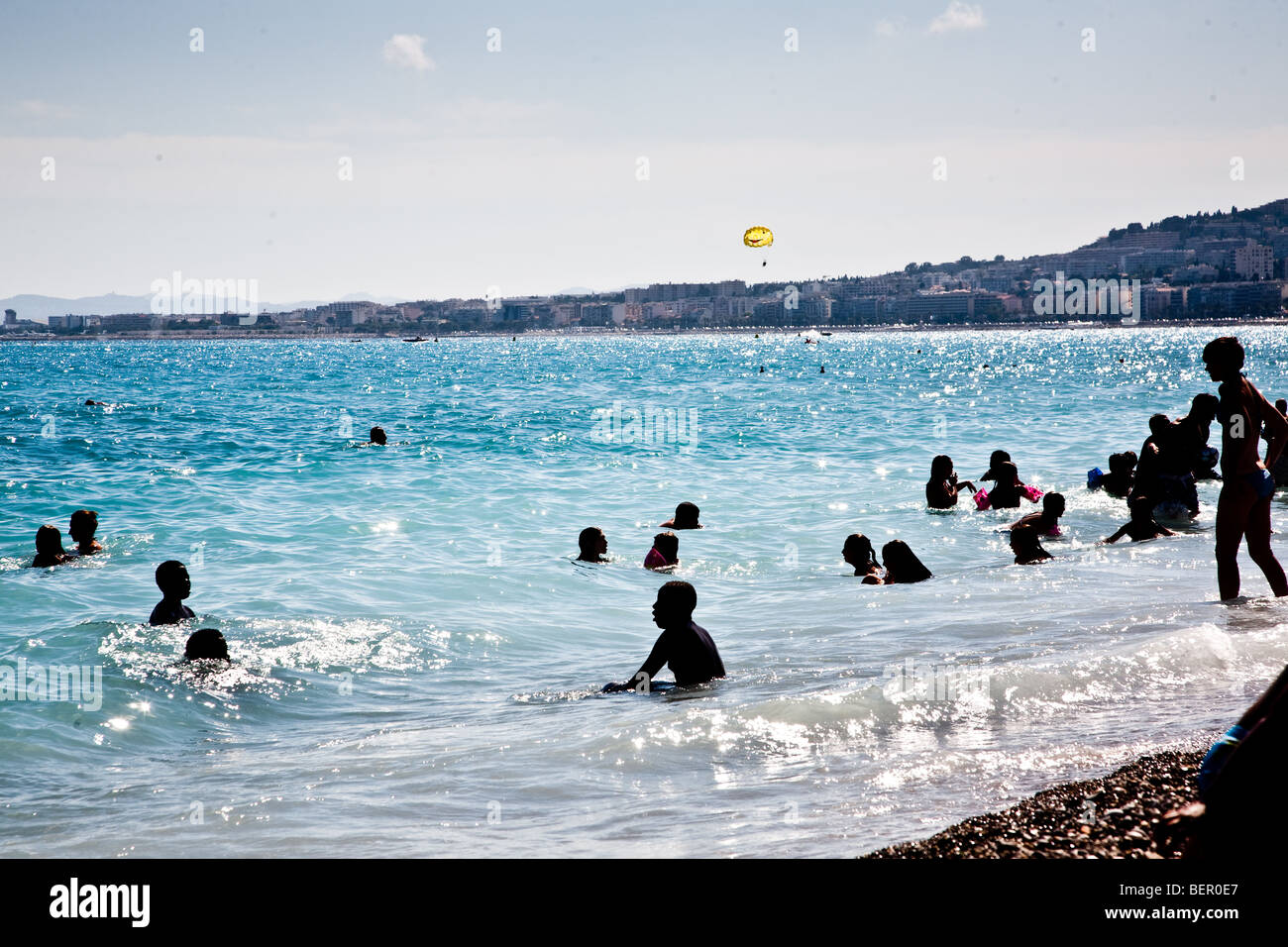 Baia degli Angeli beach, Nizza Foto Stock