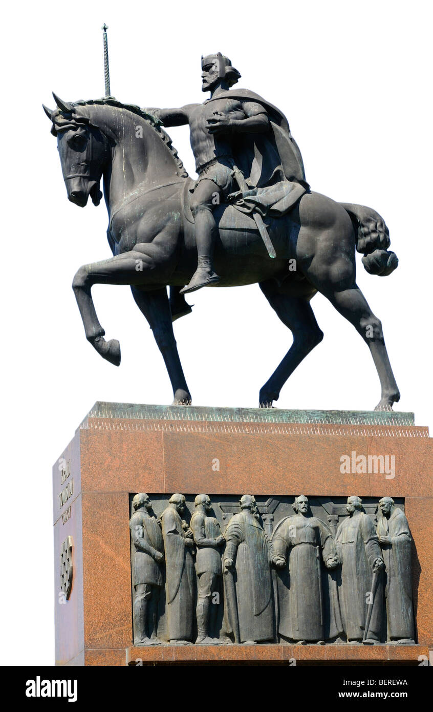 Zagabria, Croazia. Statua di re Tomislav in Tomislavov trg (Tomislav Square) Foto Stock