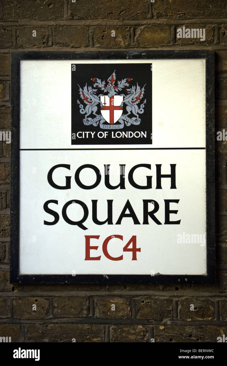 Gough Square, London street segno. Foto Stock