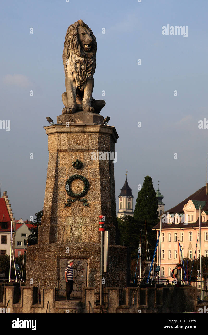 In Germania, in Baviera, Lindau im Bodensee, il Monumento del Leone Foto Stock