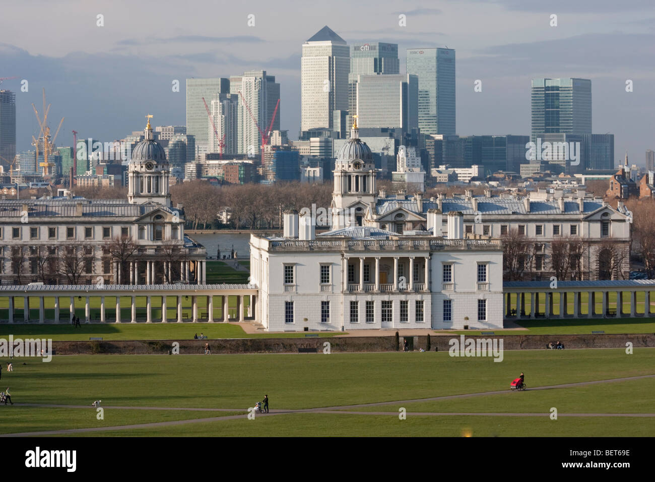 Lo skyline di Londra Greenwich, Londra UK. Foto Stock