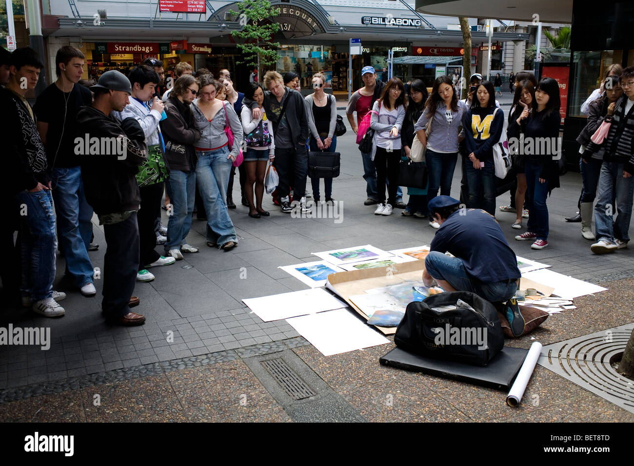 L'artista di strada su Queens Street, Auckland. Foto Stock