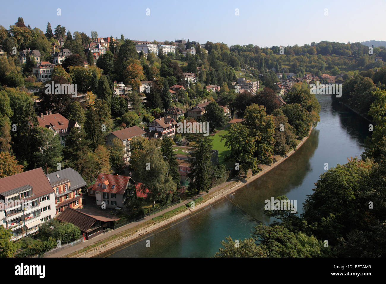 Svizzera, Berna, generale vista aerea, fiume Aare Bern Foto Stock