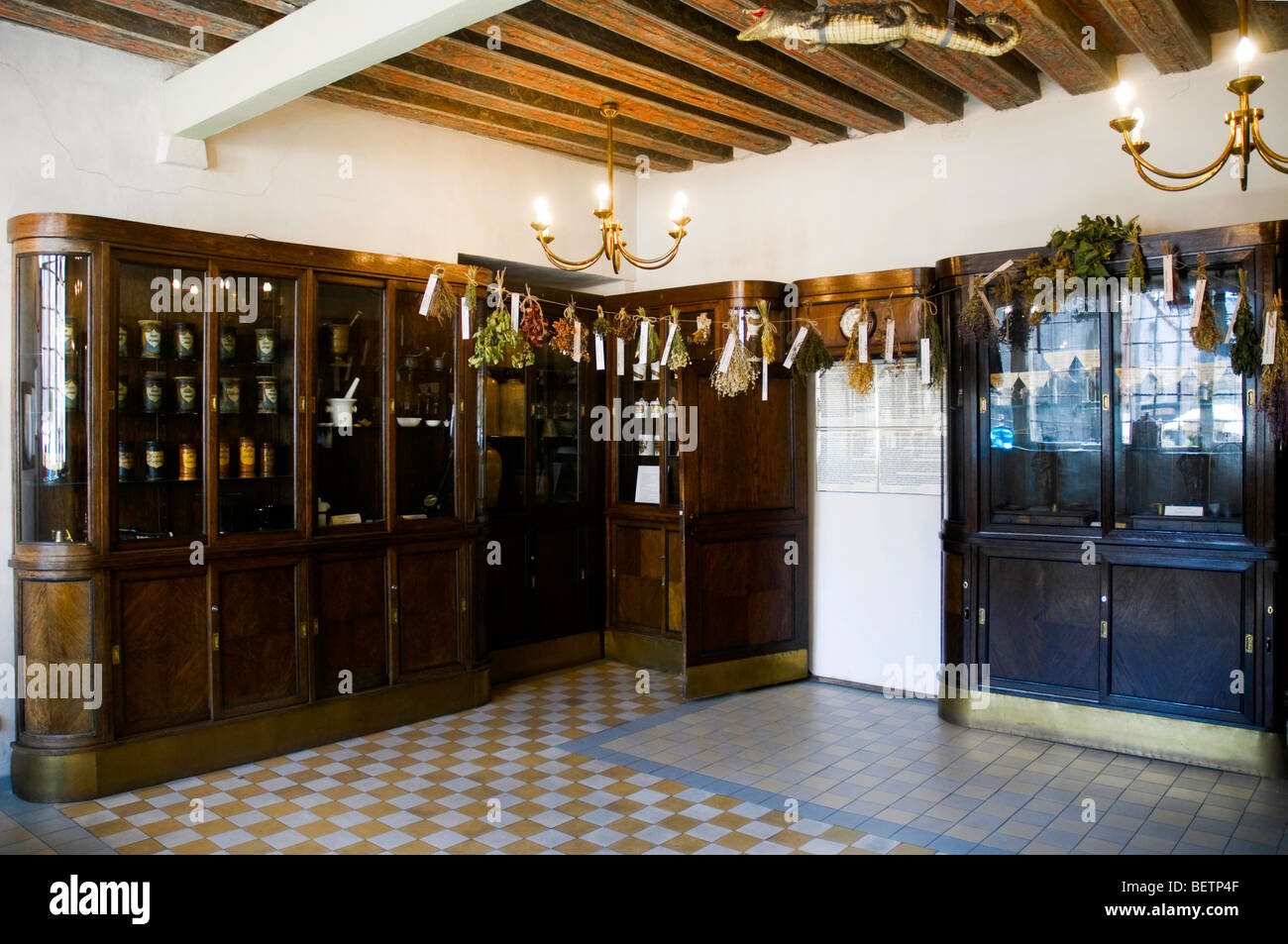 Interno del Raeapteek (Consiglio comunale farmacia) a Tallinn in Estonia Foto Stock