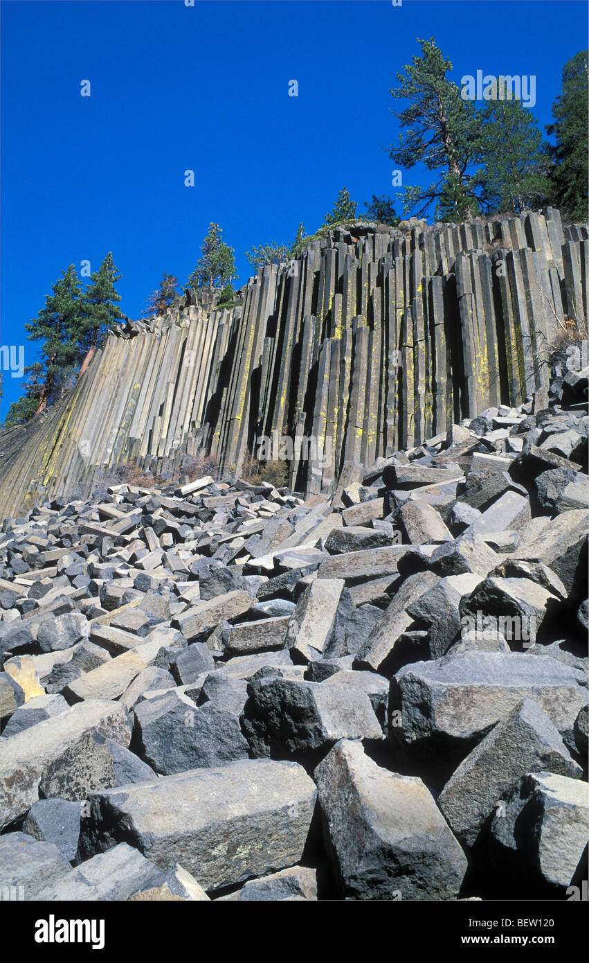 Basalto colonnare rock a Devil's Postpile monumento nazionale, Sierra Nevada, in California. Foto Stock