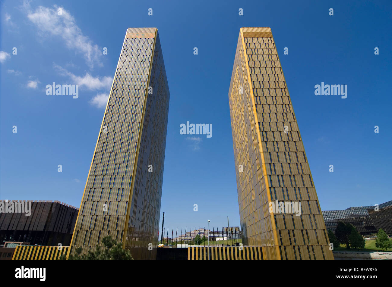 Twin Towers, la Corte di giustizia europea, Kirchberg, Lussemburgo, ampio angolo di visualizzazione Foto Stock