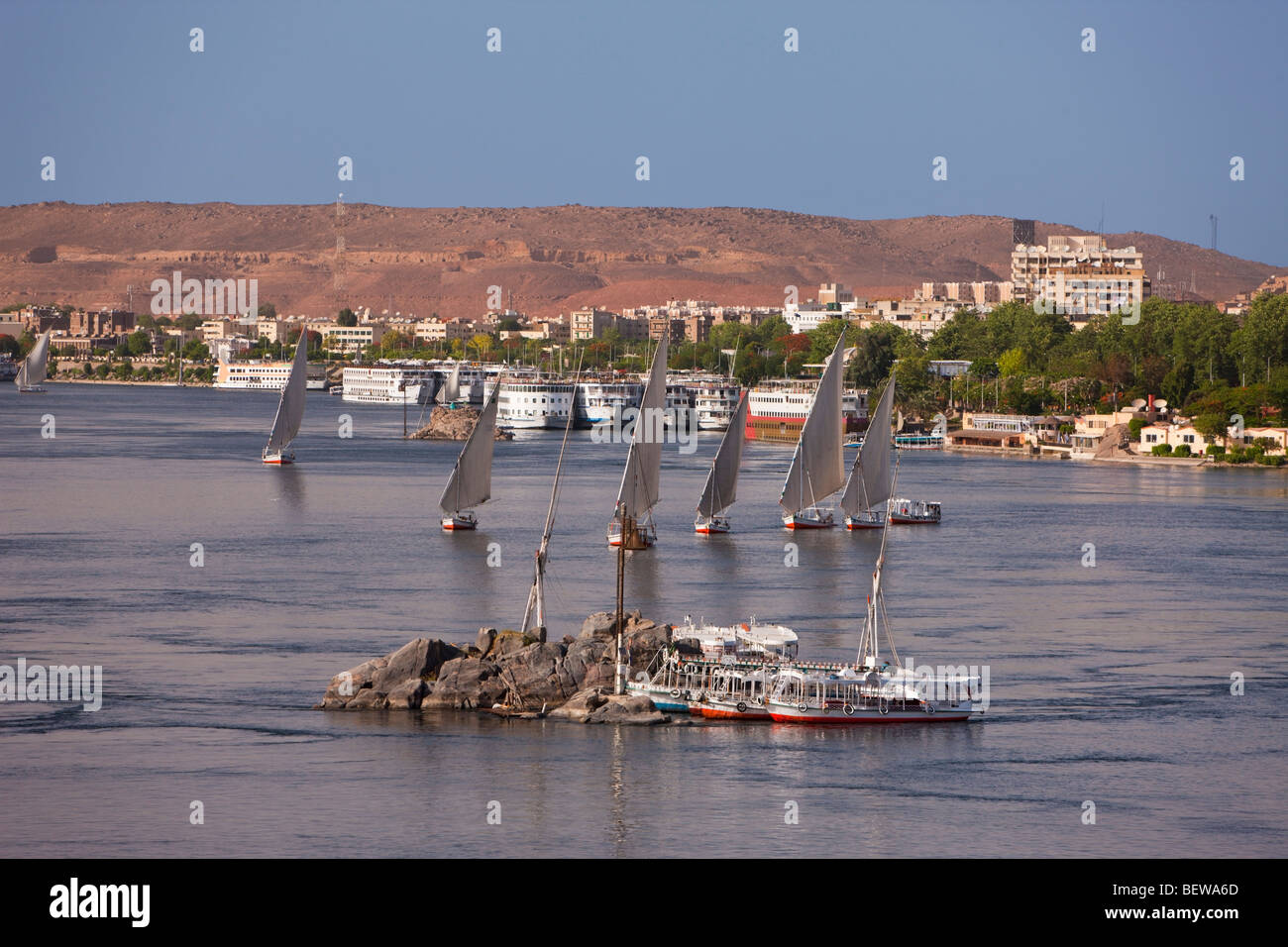 Feluca sul Fiume Nilo, Aswan, Egitto Foto Stock