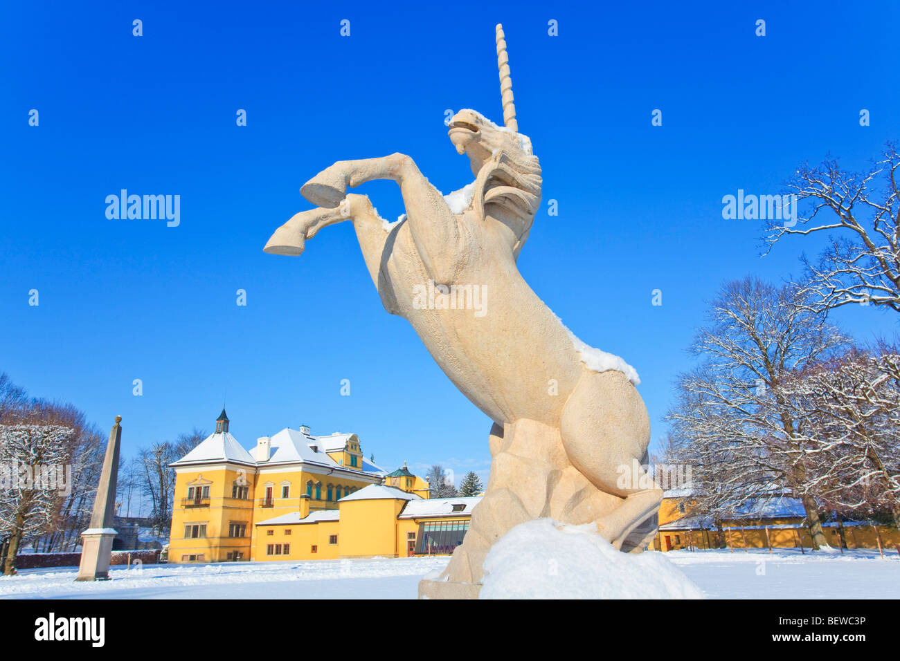 Unicorn presso il castello di Heilbrunn, Austria Foto Stock