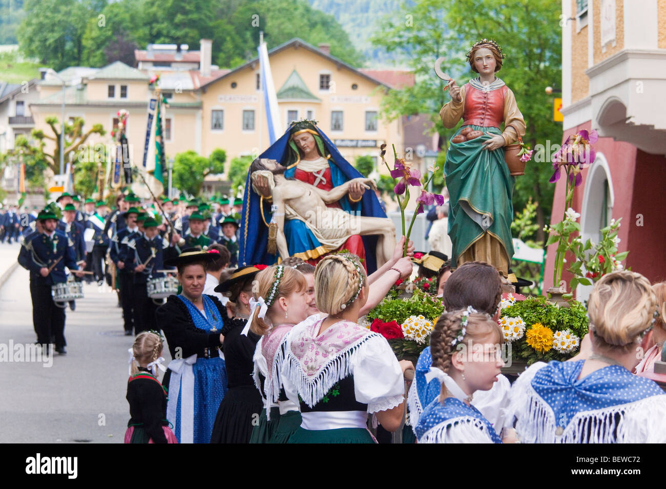 Processione del Corpus Domini in Marktschellenberg, Germania Foto Stock