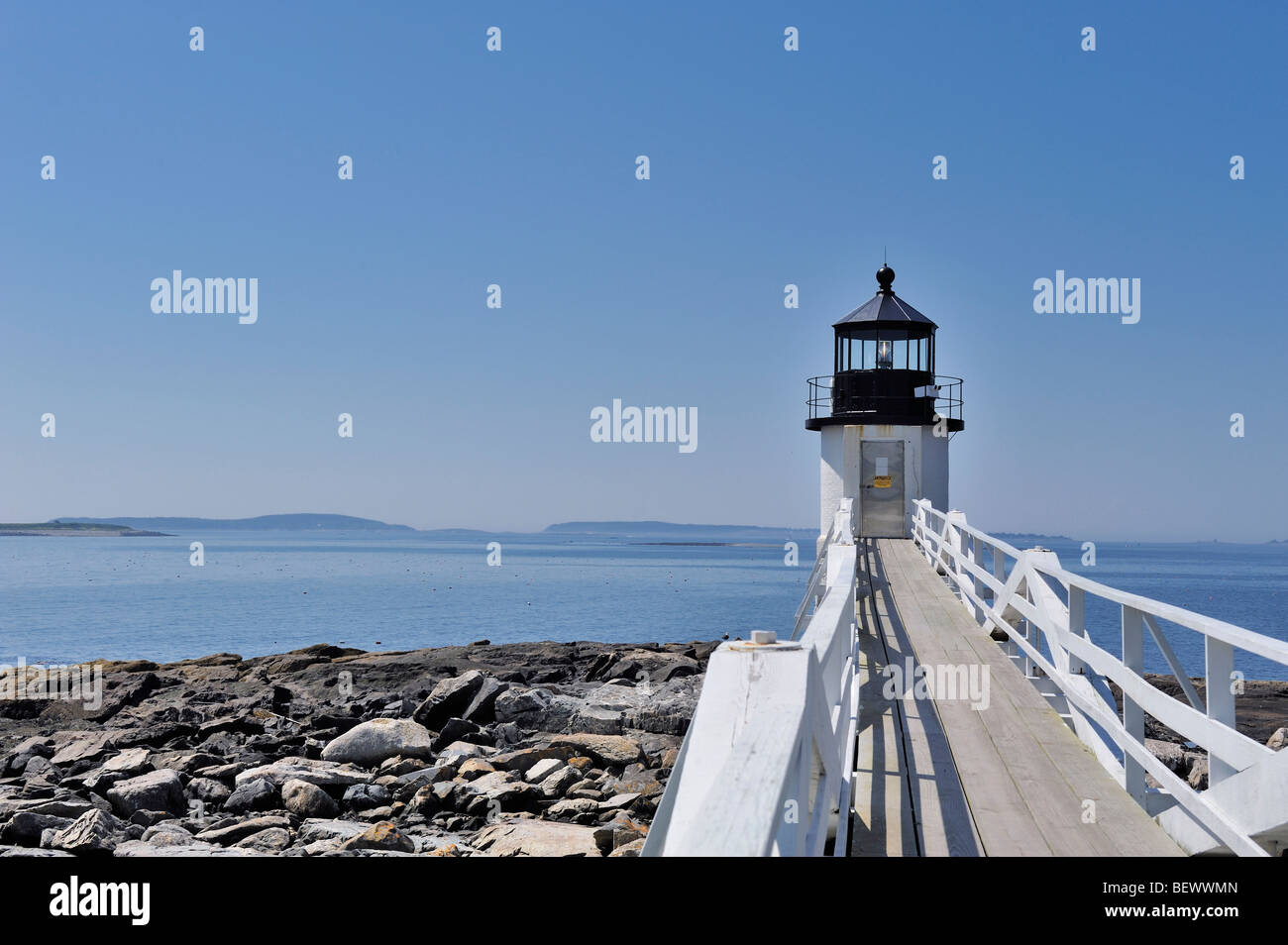 Marshall Point Lighthouse, Port Clyde, Maine, Stati Uniti d'America Foto Stock