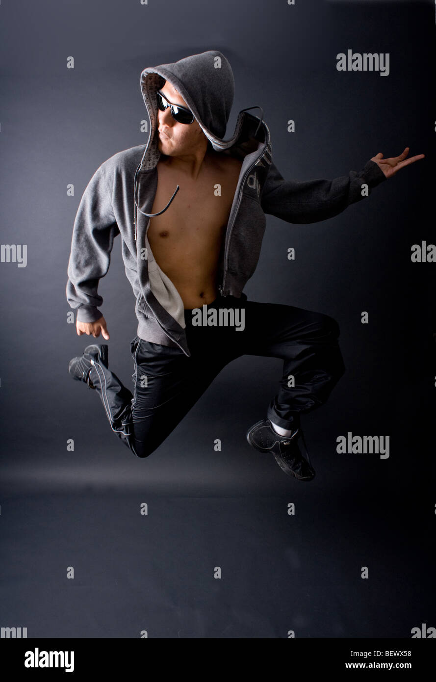 Rock Star jumping Foto Stock