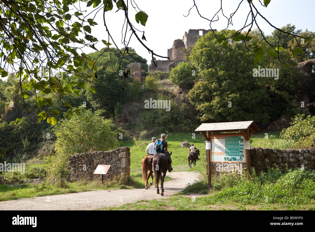 Trekking a cavallo in Canale Monterano, Lazio, Italia Foto Stock