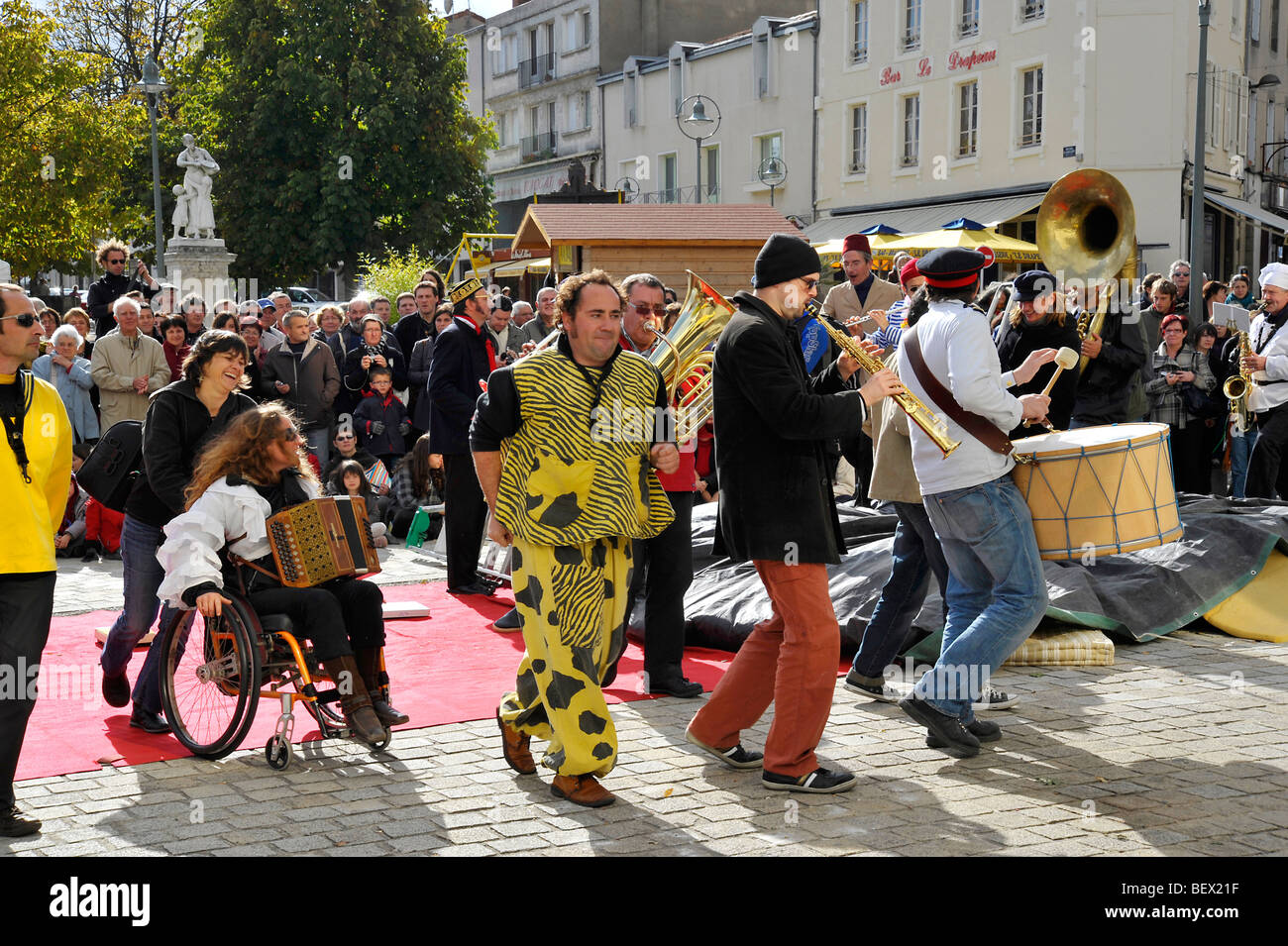 Jaz fanfare a Parthenay Deux-Sevres Francia. Foto Stock