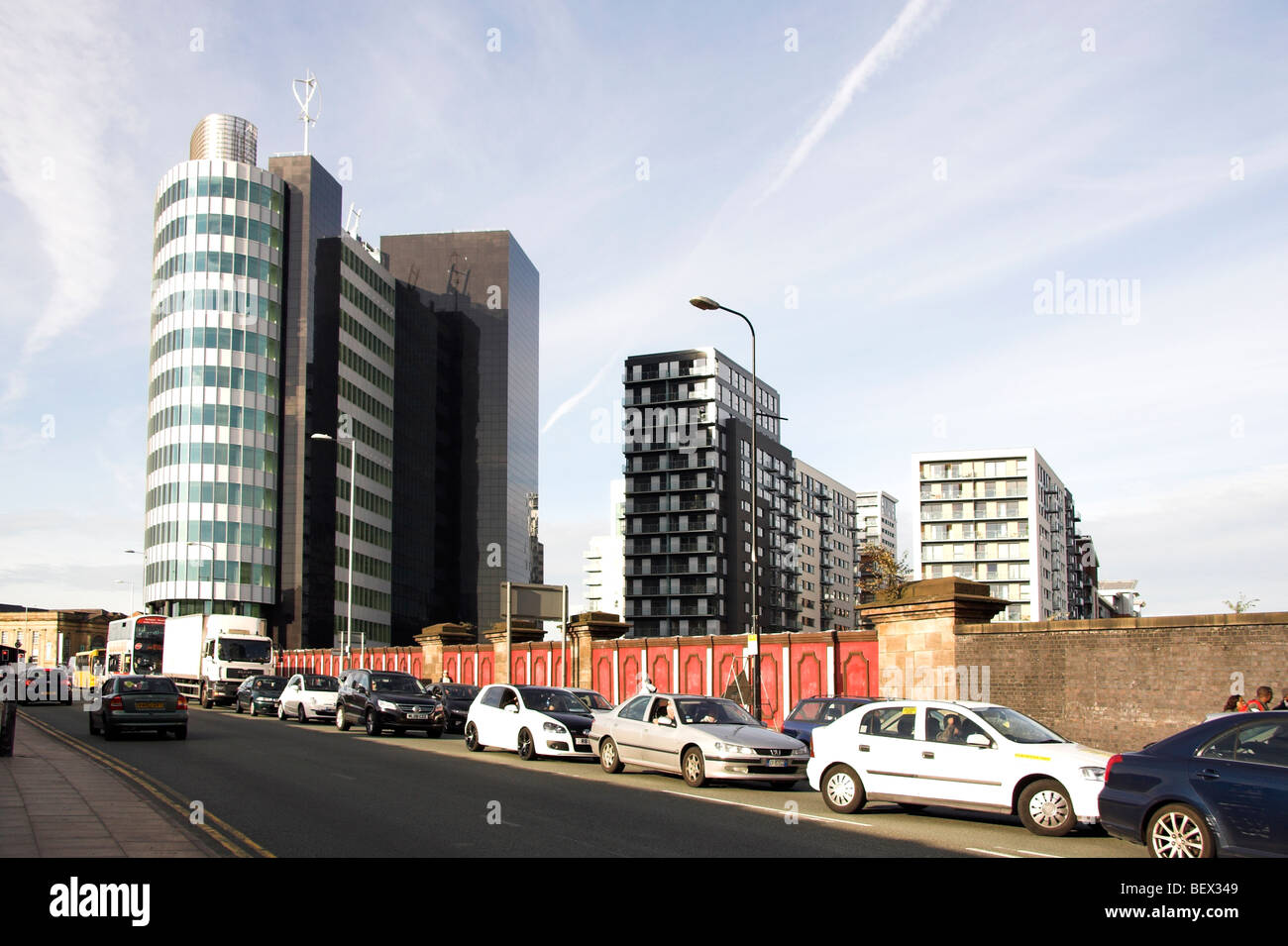Ufficio moderno blocco, il quartiere verde, Cheetham Hill Road, Manchester, Inghilterra, Regno Unito Foto Stock