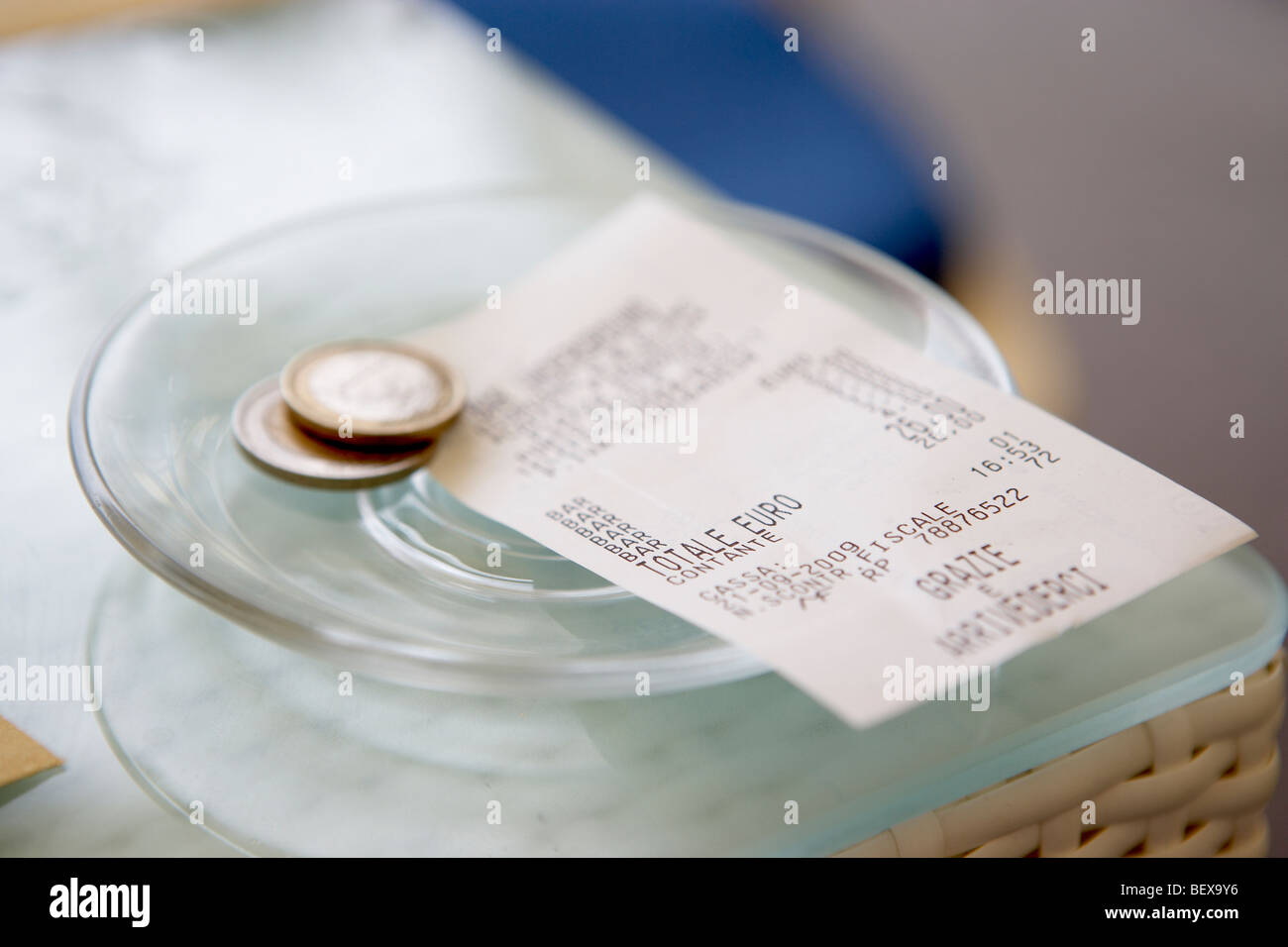 Un ricevimento e due euro punta Foto Stock