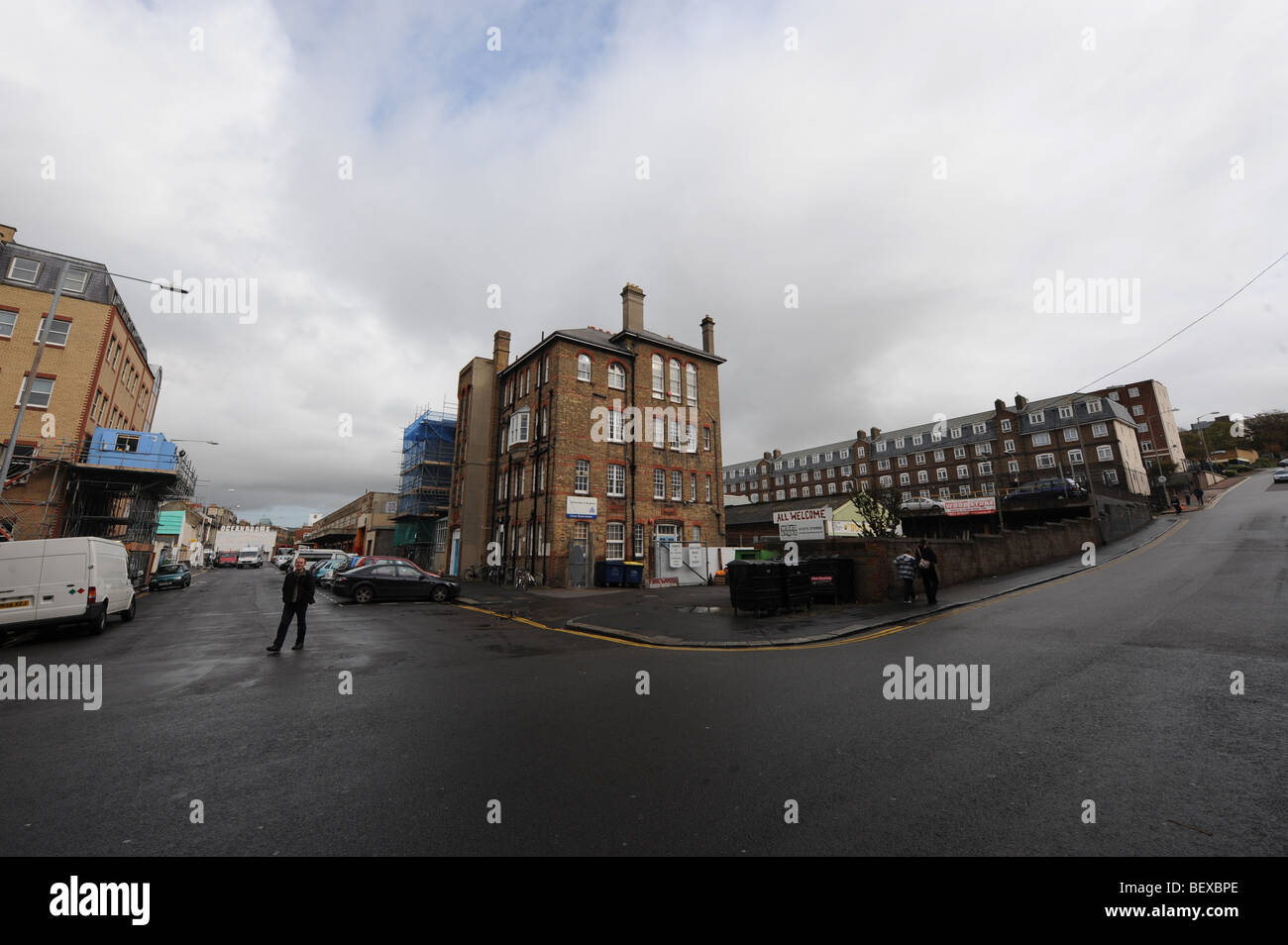 L'Università di Brighton Circus Street Annexe nel centro di Brighton 2009 ora demolita e sostituita con un nuovo sviluppo nel Regno Unito Foto Stock