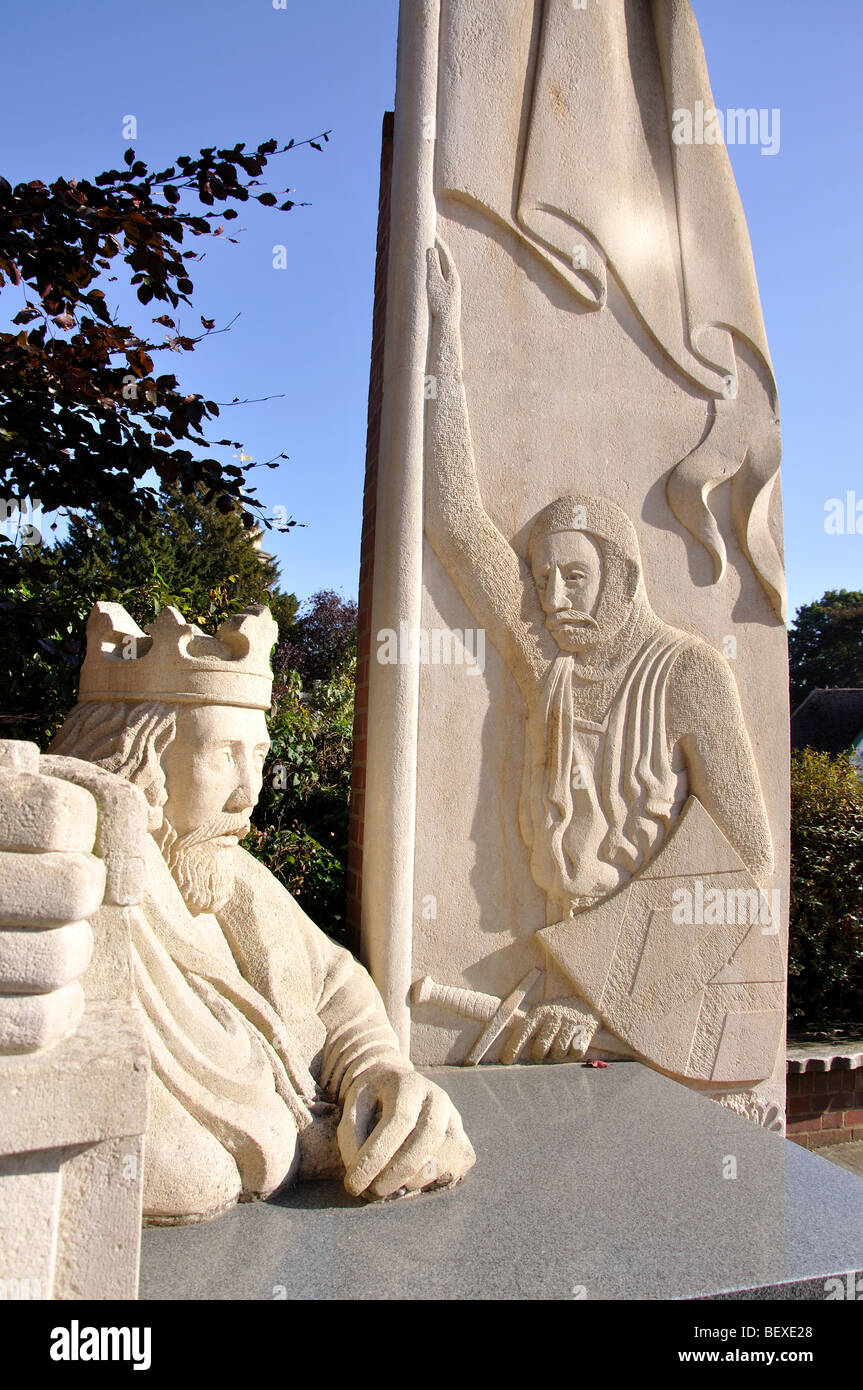 Il re Giovanni della statua, High Street, Egham Surrey, Inghilterra, Regno Unito Foto Stock