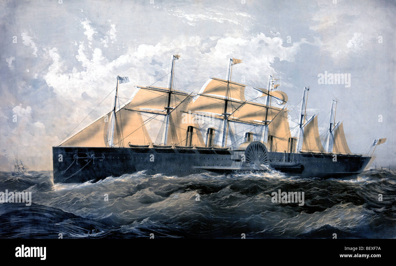 Il 'grande orientale' nave a vapore, 22.500 tonnellate, circa 1859. Un ferro da stiro a vapore che è servita come una nave passeggeri TRA IL REGNO UNITO E GLI STATI UNITI D'AMERICA Foto Stock