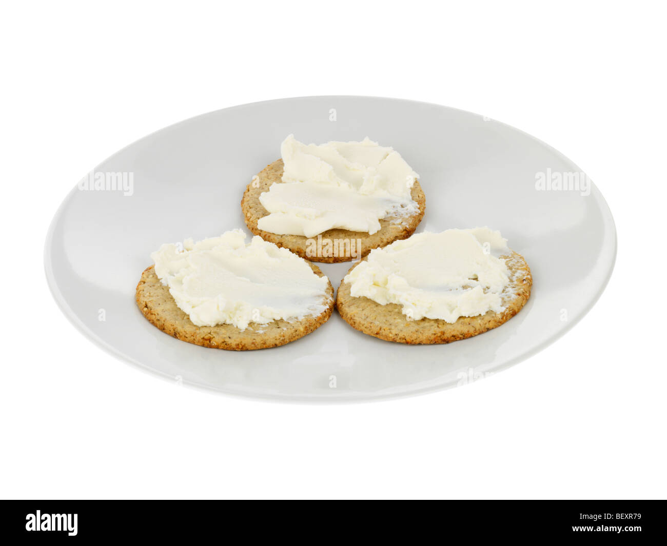 Oatcakes con formaggio morbido Foto Stock