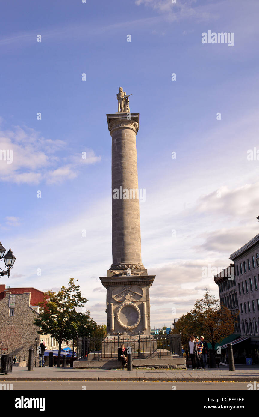 Monumento Nelson nella vecchia Montreal su Notre-Dame Est Foto Stock