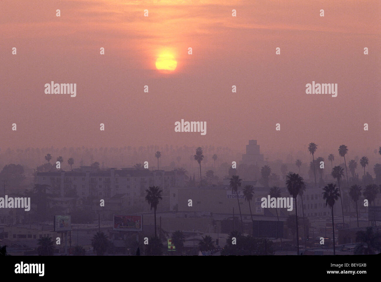 Smoggy Sky in Los Angeles Foto Stock