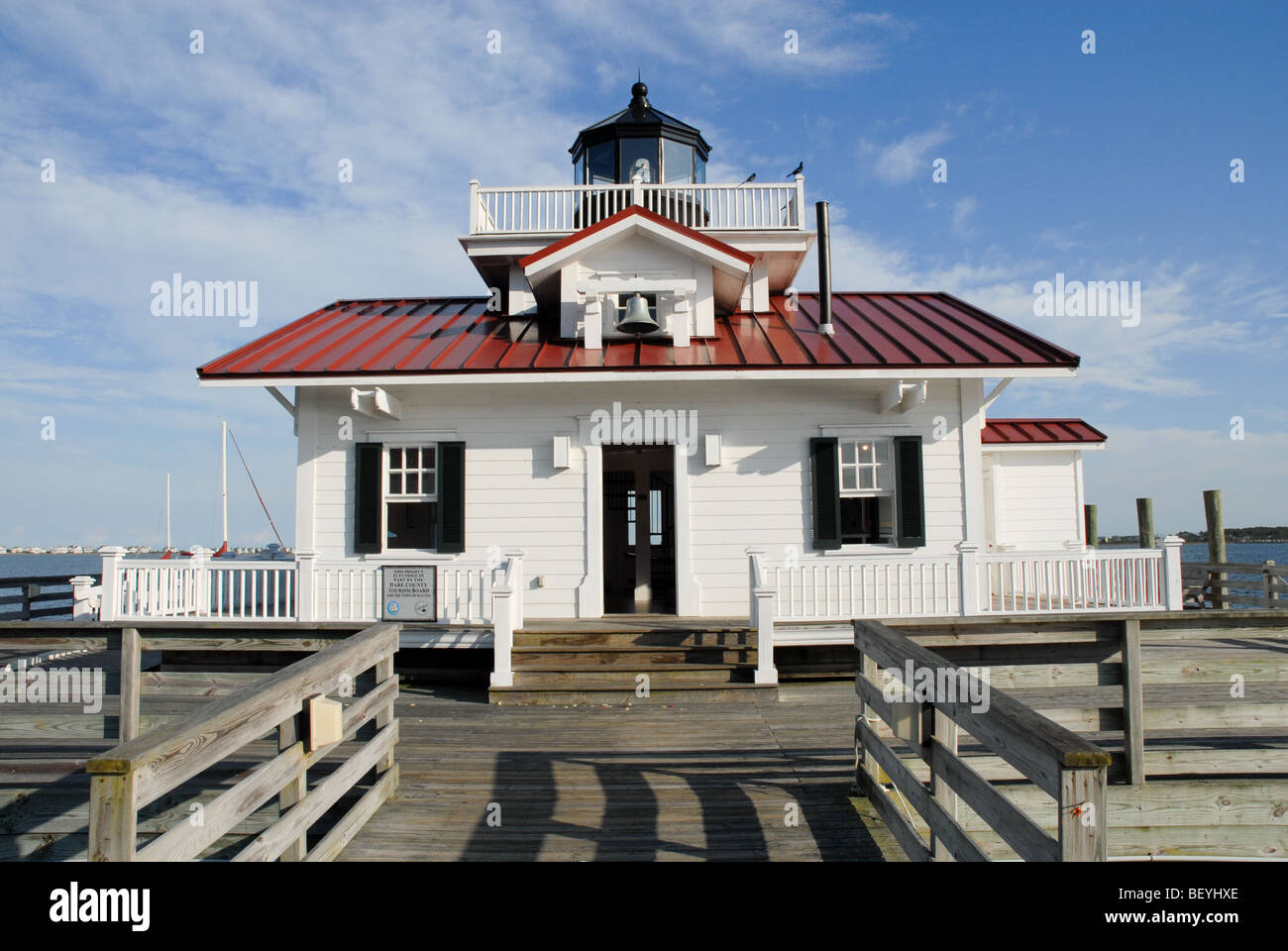 Una replica del Roanoke paludi faro situato sull Isola Roanoke. Foto Stock