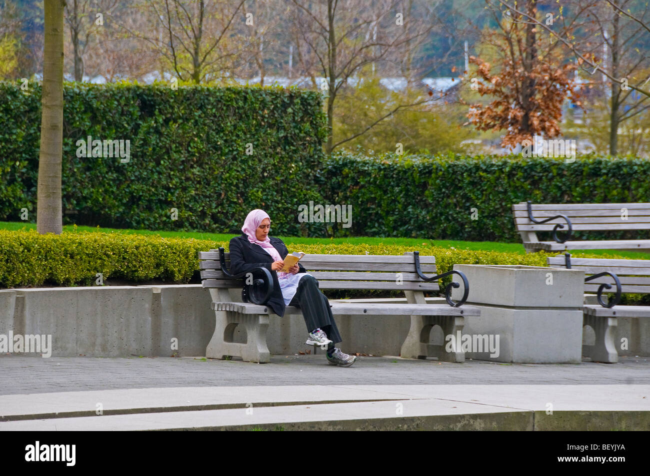 Signora musulmana Vancouver Foto Stock