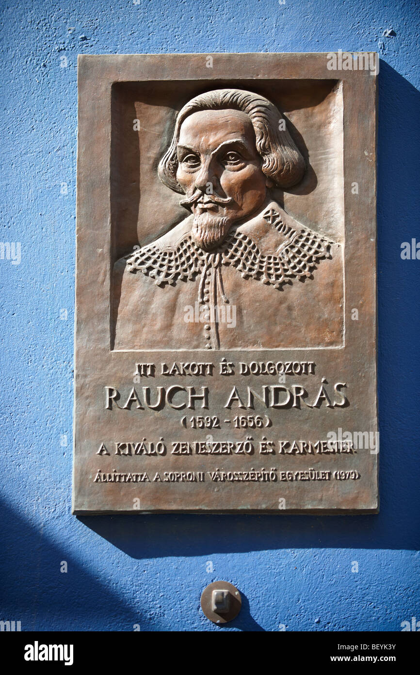 Rauch Andras memorial - Piazza Fo (Fő ter), Sopron, Ungheria Foto Stock