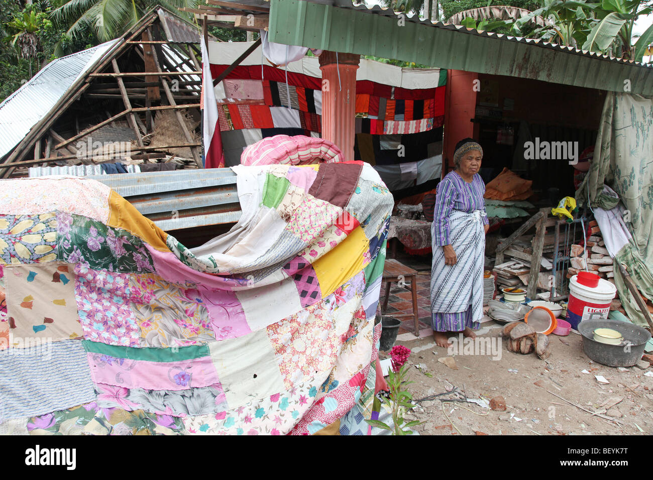 Quake danni, Jawi Duku (Sungai Limau) Padang Pariaman, a ovest di Sumatra, Indonesia Foto Stock