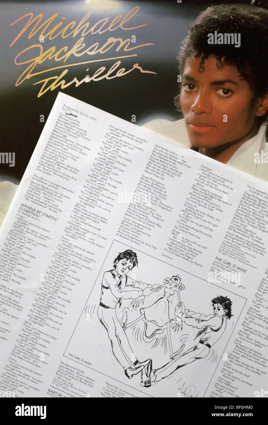 Michael Jackson Thriller album e testi inserire Foto stock - Alamy