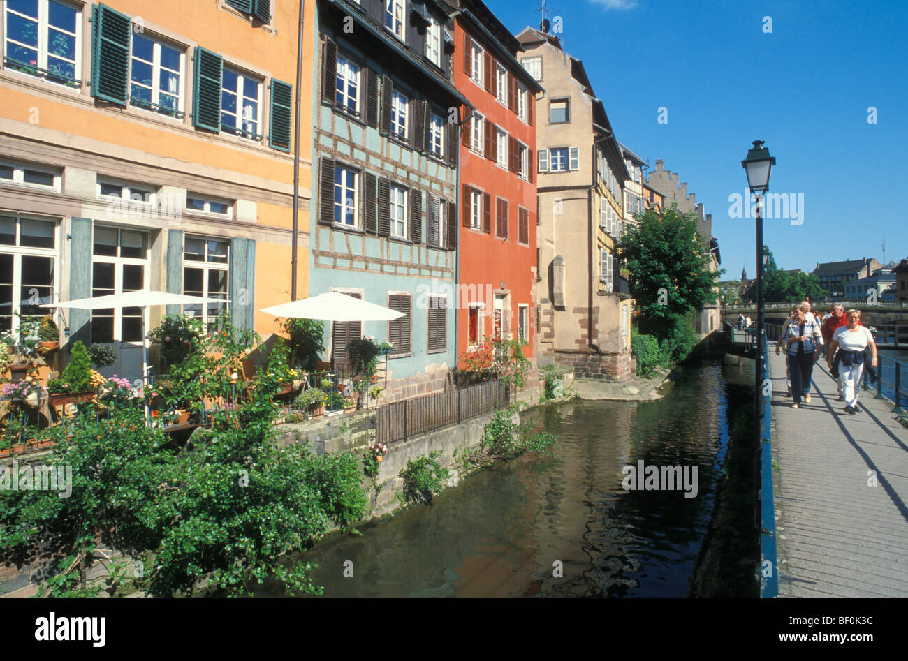 Tipiche Case al quartiere Petite France di Strasburgo, Alsazia, Francia Foto Stock