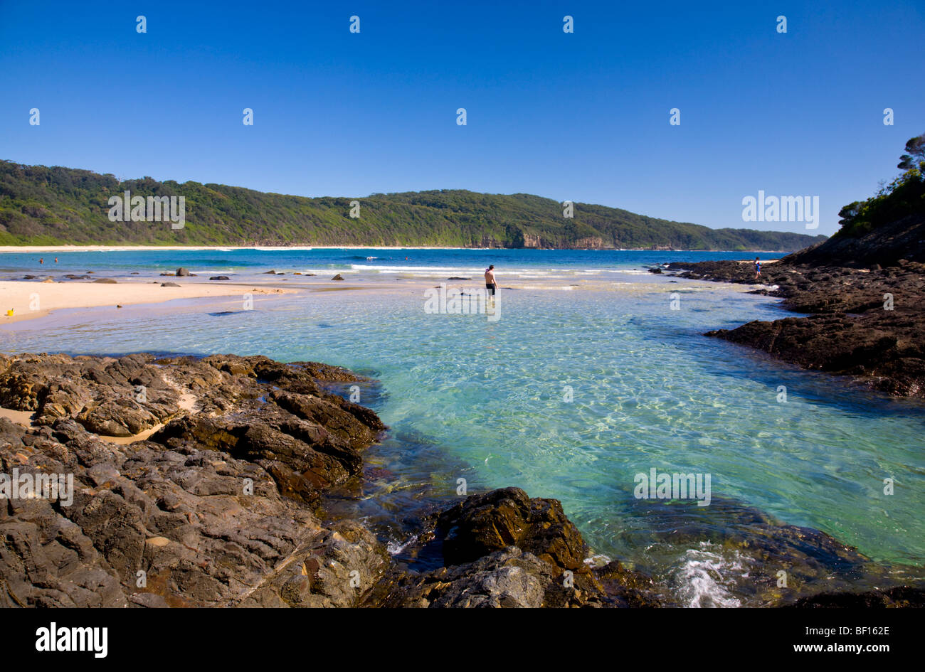 Acque chiare al numero uno Beach, Myall Lakes National Park, New South Wales, Australia Foto Stock