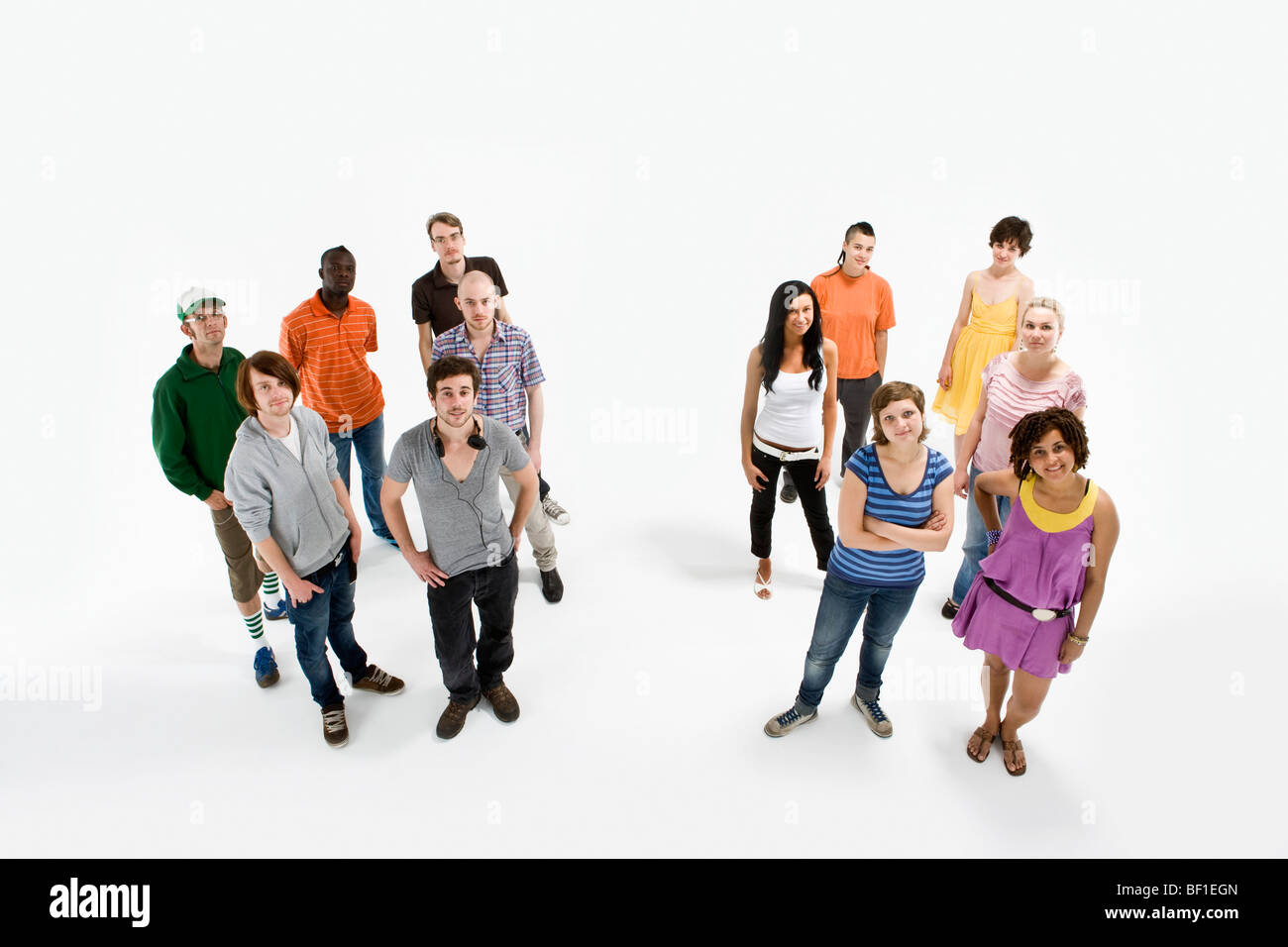 Ritratto di un gruppo di uomini e di un gruppo di donne Foto Stock Ritratto di un gruppo di uomini e di un gruppo di donne Foto Stock