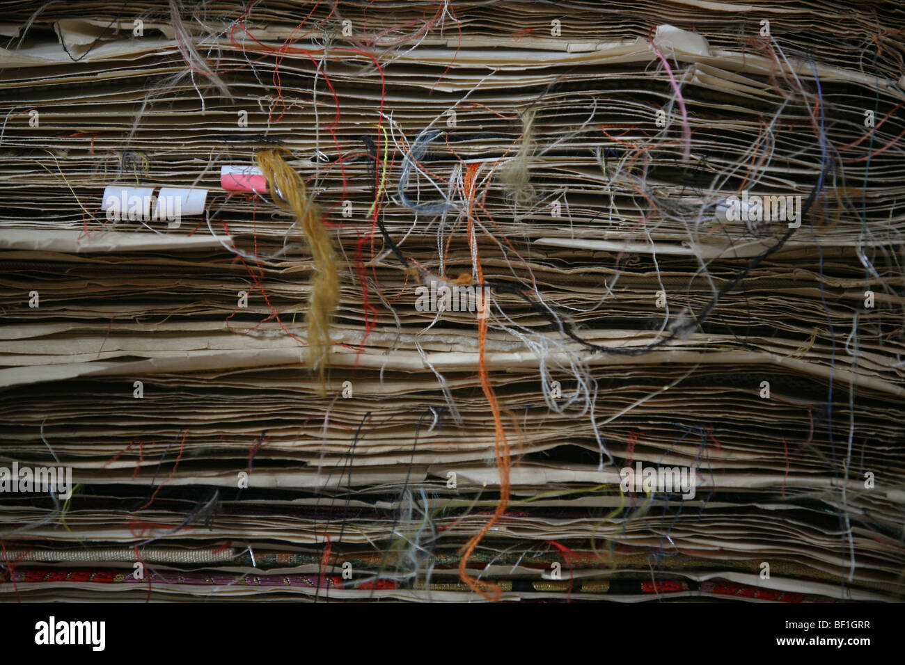 Notebook con filo di seta campioni Foto Stock