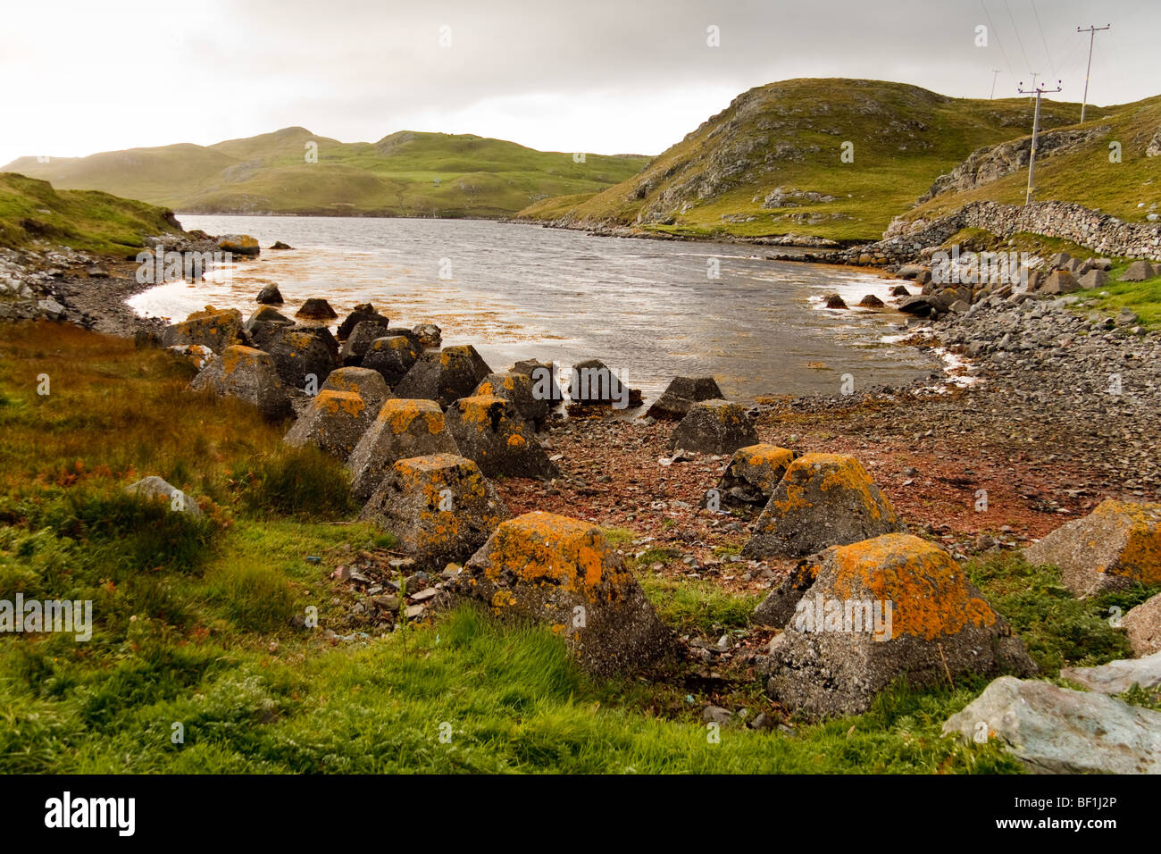WWII serbatoio trappola nelle isole Shetland Foto Stock