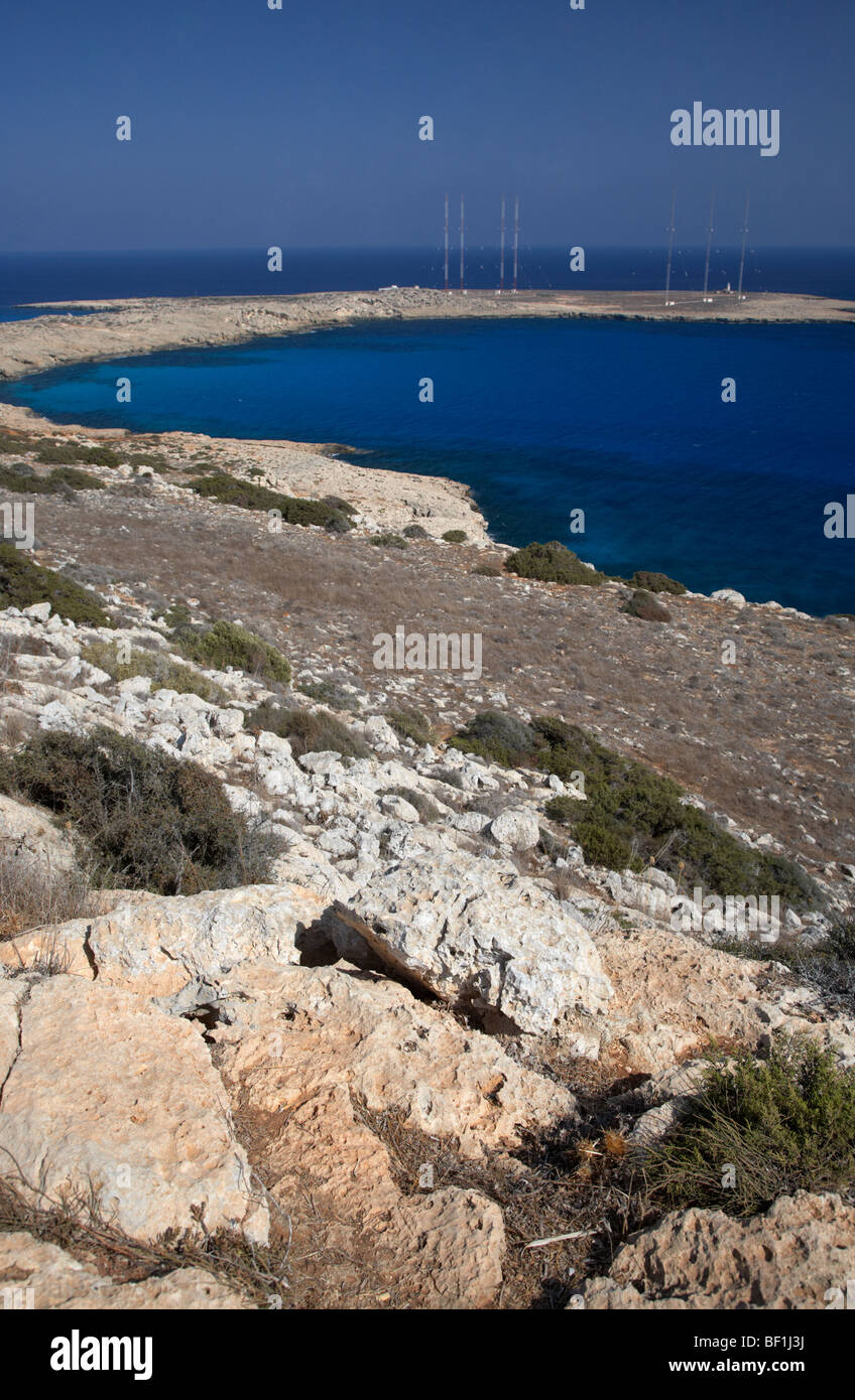 Capo Gkreko cavo greco con la radio relay stazione repubblica di cipro Foto Stock