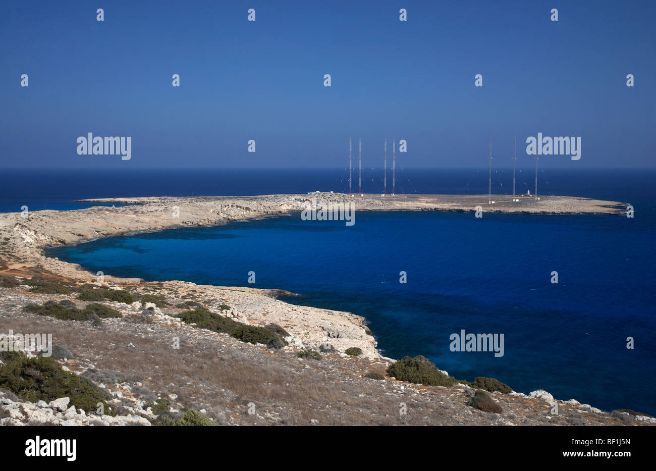 Capo Gkreko cavo greco con comunicazioni militari e impianto radio relay stazione repubblica di cipro Foto Stock