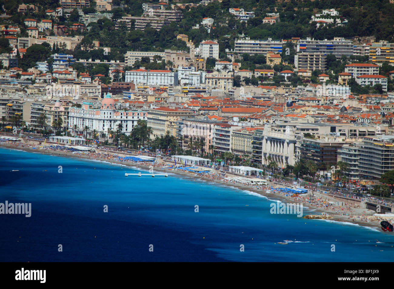 Vista dall'alto sopra la città di Nizza Foto Stock