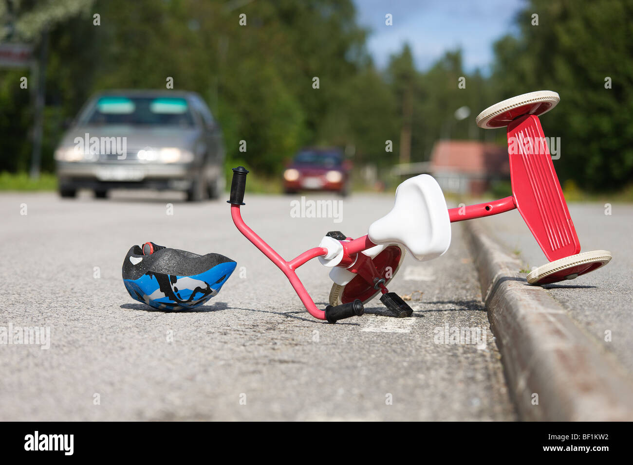 Incidente con il triciclo Foto Stock