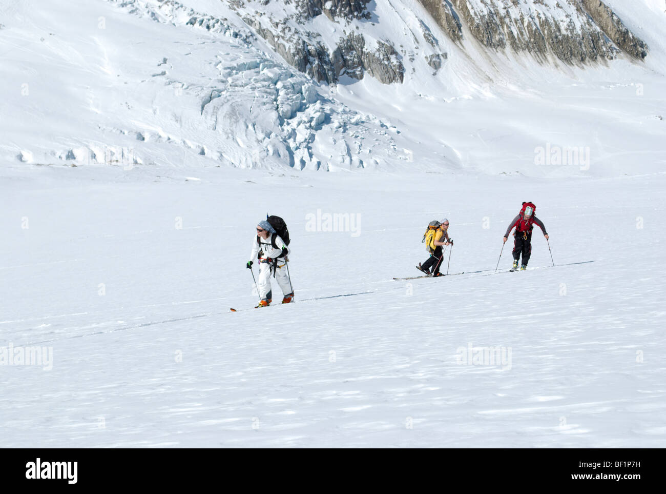 Sci alpinismo a Chamonix, Francia Foto Stock