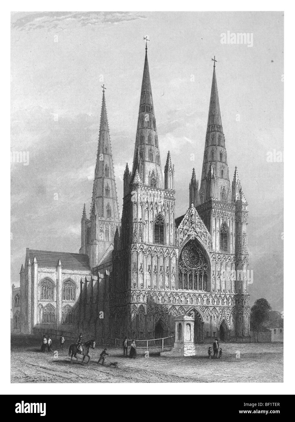 Lichfield Cathedral, fronte ovest Foto Stock