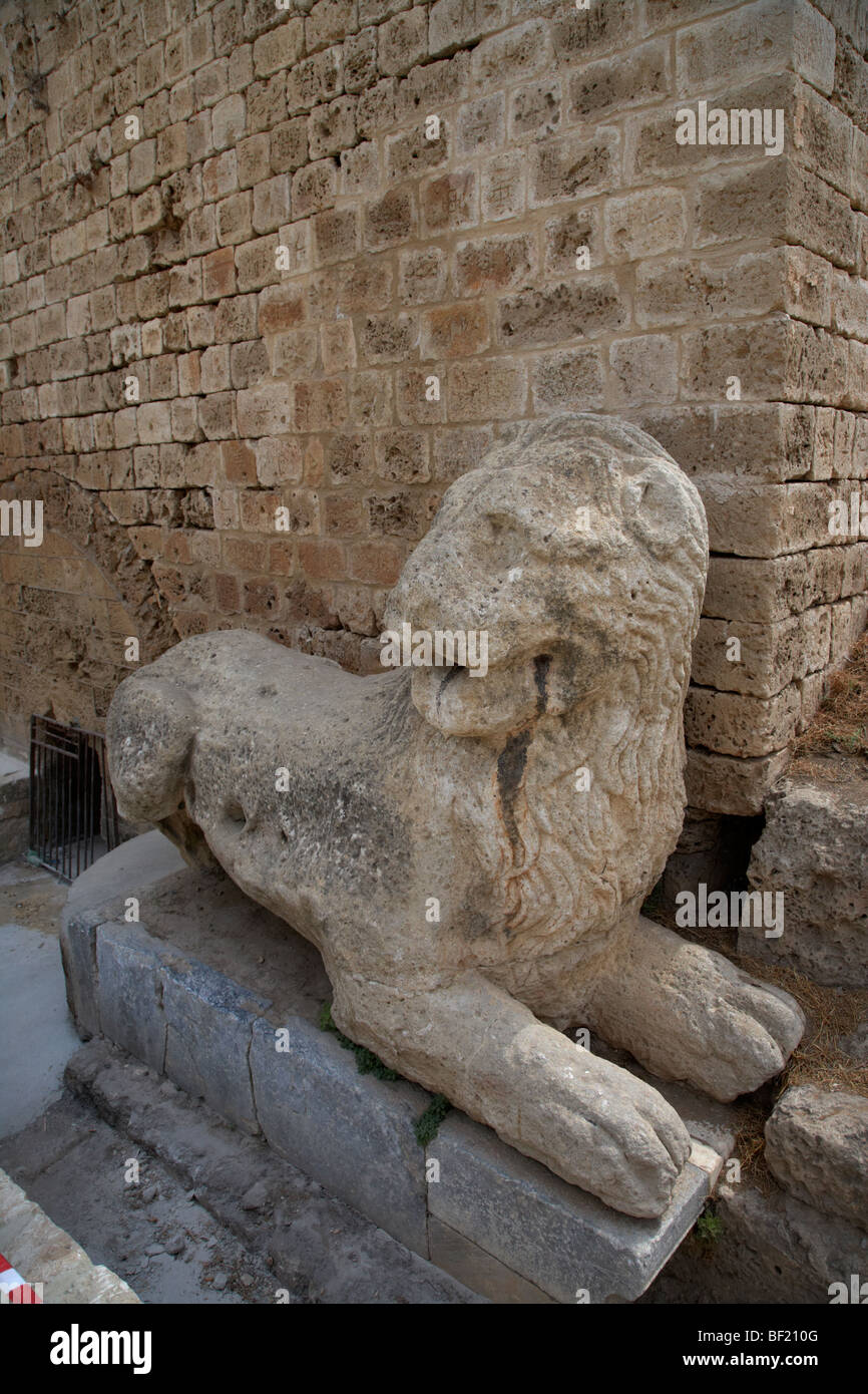 St Marks leone simbolo di Venezia presso le mura della città vecchia di Famagosta repubblica turca di Cipro del nord della Repubblica turca di Cipro del nord Foto Stock