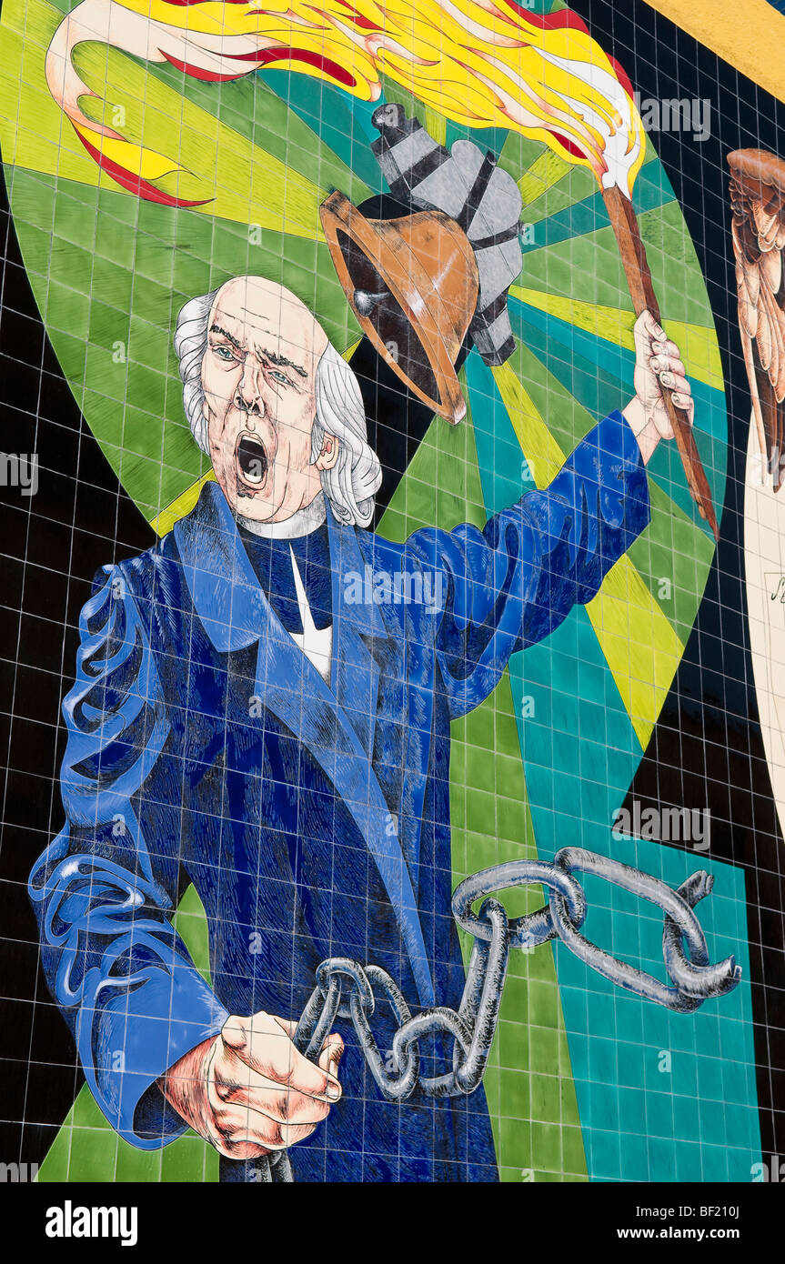 Piastrella ceramica murale raffigurante Padre Hidalgo chiamando per la Rivoluzione Messicana; dolores hidalgo, Guanajuato, Messico. Foto Stock