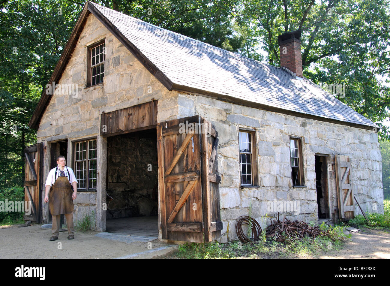 Black smith permanente al suo show - Sturbridge, Massachusetts Foto Stock