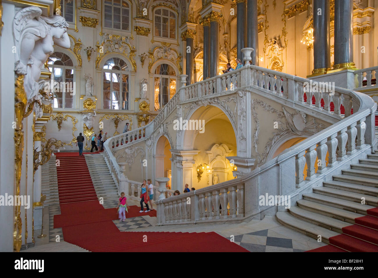 Scala principale nell'Eremo nel palazzo d'inverno, Giordania scalinata, San Pietroburgo, Russia Foto Stock